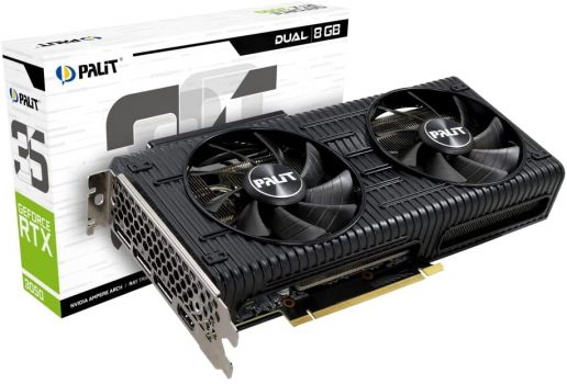 Palit Placa de vídeo dupla GeForce RTX 3060, 12GB, GDDR6, LHR, 3584 Core, 1320 MHz, 1777 MHz, arquitetura Ampere, 3 x DisplayPort, HDMI, ventiladores duplos