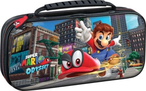 Officially Licensed Nintendo Switch Super Mario Odyssey Carrying Case – Protective Deluxe Travel Case with Adjustable Viewing Stand - Game Case Included
