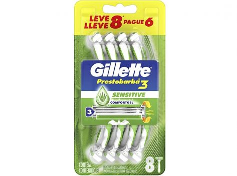 Aparelho de Barbear Descartável Gillette Prestobarba3 - 8 unidades