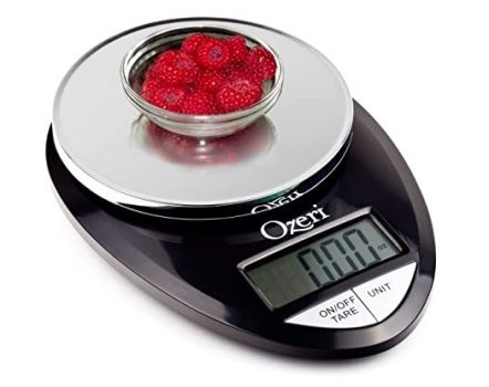 Balança digital de alimentos para cozinha Ozeri Pro, capacidade de 1 g a 5,4 kg, Stylish Black