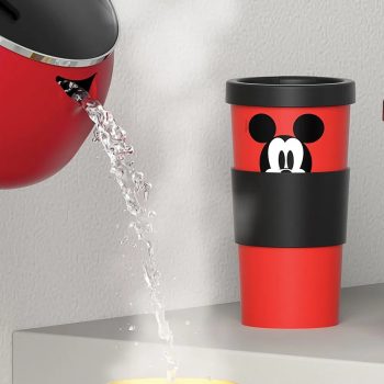 Brinox Metalúrgica LTDA, Copo de Café com Tampa Nutri Mickey Disney,500ml, 8,6 x 8,6 x 16,2 cm, Vermelho e Preto, Coza