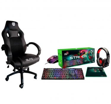 Cadeira Gamer Dazz Elite com Apoio de Braço + Combo Gamer 4 em 1 ELG Striker
