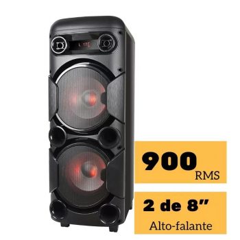 Caixa de Som Multilaser Mini Torre SP380 com Bluetooth, Rádio Fm, Entradas Usb e Cartão de Memória – 900W