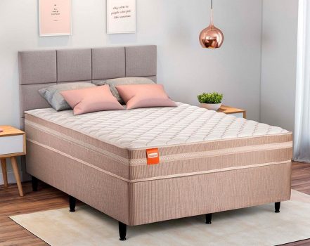 Cama Box de Casal Inducol Jaguar com Molas Superlastic 64 x 138 x 188cm - Bege