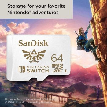 Cartão De Memoria Sandisk Micro Sd Nintendo Switch 64gb