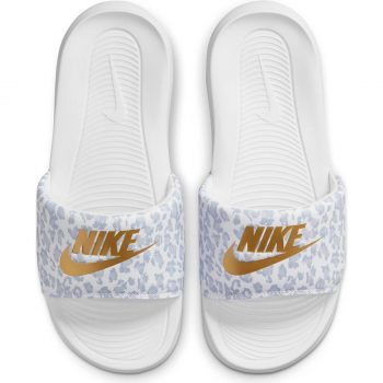 Chinelo Slide Nike Victori Print Feminino - Branco+Cinza