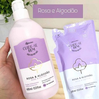 Combo Cuide-Se Bem Rosa e Algodão:: Loção Hidratante Corporal 400ml + Refil 400ml