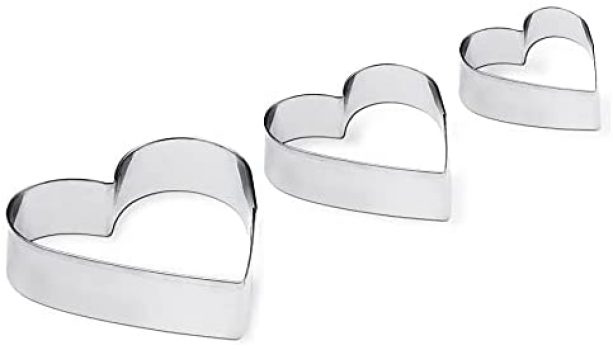 Conjunto 3 peças Cortador Biscoito Coração Glacê, Aço Inox, Brinox