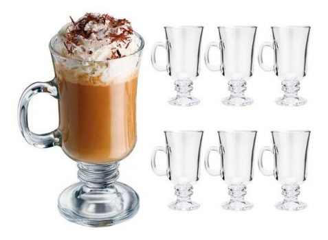 Conjunto 6 Taças para Cappuccino com Alça e Pé de Vidro Lyor Transparente 114Ml