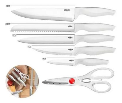 Conjunto De Facas 6 Peças Cross Branco