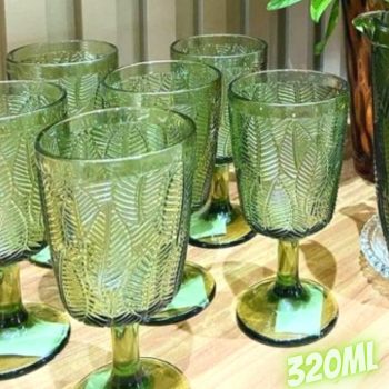Conjunto de Taças 320ml Água Leaves Verde 6 peças Bon Gourmet - Rojemac