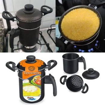 Cuscuzeiro Individual Dona Chefa Preto Pequeno