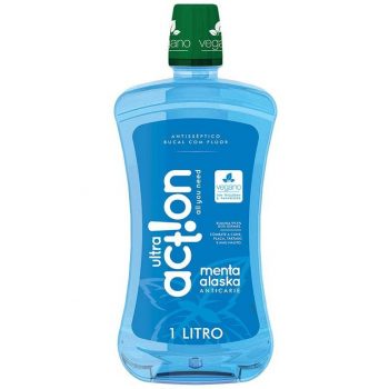 Enxaguante Bucal Menta Alaska, sem Triclosan, sem Parabeno, Previne Contra a Cárie, Hálito Saudável, Produto Vegano, Ultra Action, 1 L