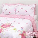 Enxoval Cama Provence Rosa 5/7 Peças com Babado 100% Algodão - Casa & Conforto