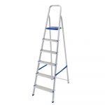Escada Mor 5104 em Alumínio com 6 Degraus, Dobrável e com Fita de Segurança