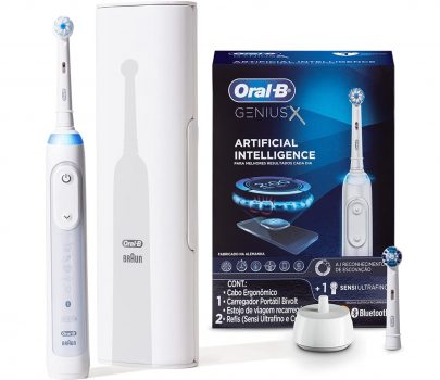 Escova Elétrica Recarregável Oral-B Genius X Bivolt + 2 Refis Sensi Ultrafino e CrossAction