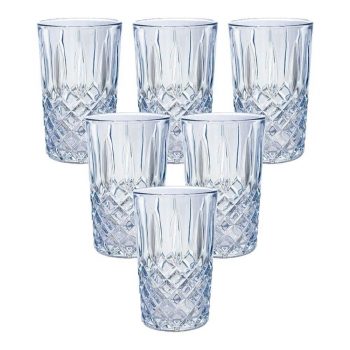 Jogo de Copos de Vidro Lumini Azul Espelhado 380ml - Casambiente