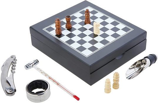 Jogo para Vinho com Xadrez Mimo Style Multicor