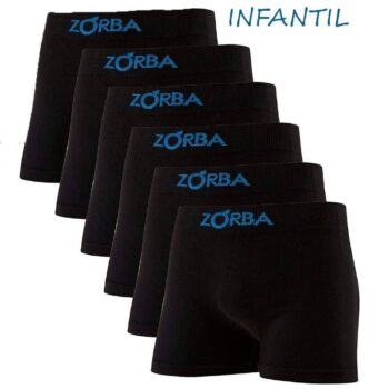 Kit 6 Cuecas Boxer Infantil, Zorba, Meninos