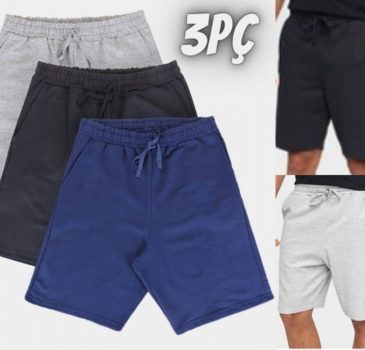 Kit Bermuda Burn Básica Masculina C/ 3 Peças
