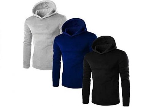 Kit com 03 Blusas Moletom Lisa Masculina Feminina Blusa de Frio com Capuz – Slim Fitness Fashion