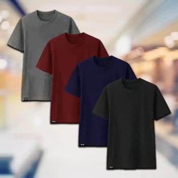 Kit com 4 Camisetas Básicas de Algodão Masculinas T-Shirt Slim Tee – Cores Sortidas