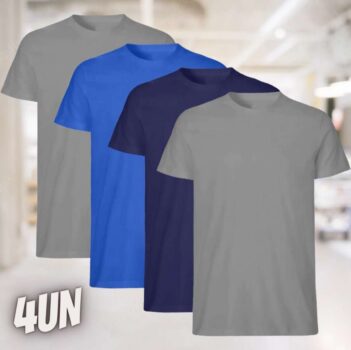 Kit com 4 Camisetas Básicas Masculinas Lisas T-Shirt Slim Tee