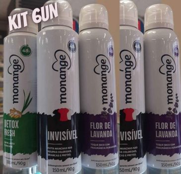 Kit Desodorante Antitranspirante Aerossol Monange - Feminino 48 Horas 150ml 6 Unidades