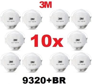 Máscaras 3M Aura 9320 N95/PFF2 S/válvula (10 Unidades)
