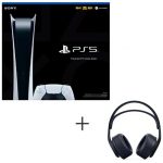 Playstation 5 Edição Digital com 825 GB e 01 Controle DualSense + Headset sem fio Sony Pulse 3D Midnight Black
