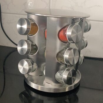 Porta Condimentos Giratório 12 Frascos Cromado Aço Inox- FUTURO