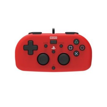 PS4 Mini Wired Gamepad (Red) by HORI - Officially Licensed by Sony