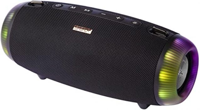 SABALA DR-202 Caixa De Som Bluetooth 20W RMS Portátil HiFi Estéreo Externo,Playtime 10Hrs, Decoração de Casa, Presente Ideal para Todos (Preto)