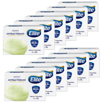 Sabonete Barra Elite Antibacteriano Protege e Hidrata 85g - 12 Unidades