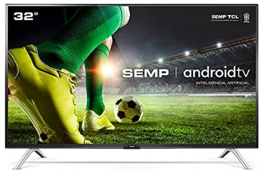 Smart TV LED 32" HD Android SEMP 32S5300, Conversor Digital, Wi-Fi, Bluetooth, 1 USB, 2 HDMI, Comando de Voz e Google Assistant
