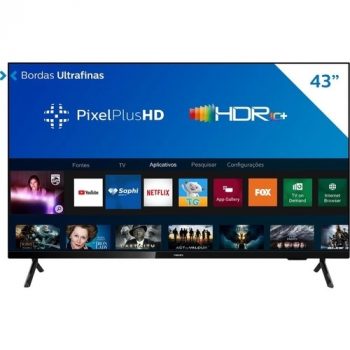 Smart Tv Philips 43" Full Hd Sem Bordas Hdr Plus Wifi Conversor Digital Netflix Youtube Globoplay E Prime Video