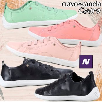 Tênis Couro Cravo e Canela Elástico Textura Feminino