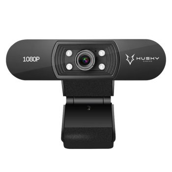 Webcam Husky Gaming Snow, Preto, Full HD 1080p, 30 FPS, Com Iluminação, Foco Ajustável e Microfone Embutido - HGMN000