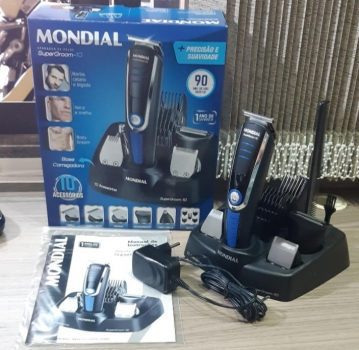 Aparador de Pelos Mondial, Super Groom - 10, Preto/Azul, Bivolt - BG-03