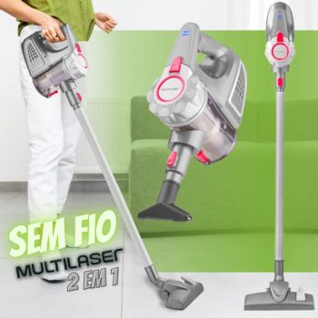 Aspirador de Pó Vertical 2 em 1 Sem Fio 120W Bivolt Multilaser - HO187