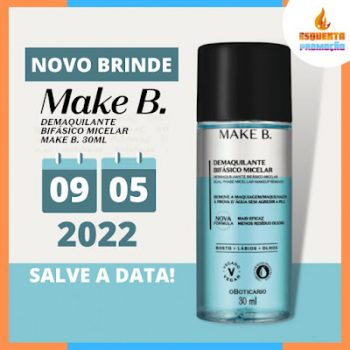 BRINDE: O Boticário vai distribuir um Demaquilante Bifásico Micelar Make