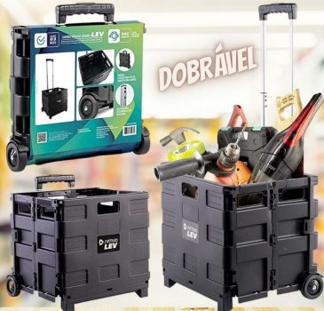 Carrinho Cesto Compras Portátil Multiuso Dobrável Artiko Lev
