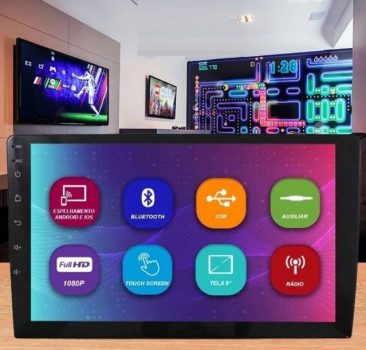 Central Multimídia Mp10 2 Din 9 Polegadas Voolt C8001 Bluetooth USB Espelhamento Android e IOS