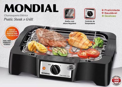 Churrasqueira Elétrica Portátil Mondial - Pratic Steak & Grill CH-07 com Grelha