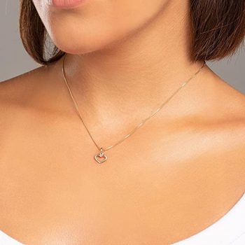 Colar Rommanel Banhado Ouro Pingente Mini Coração Vazado