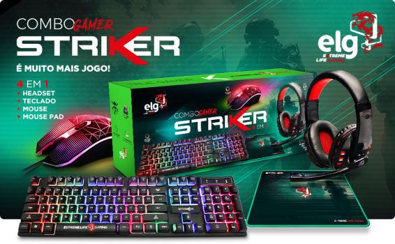 Combo Gamer 4 Em 1 Headset Clear Sound Mouse 2400 Dpi - Cgsr41 - Elg, Preto