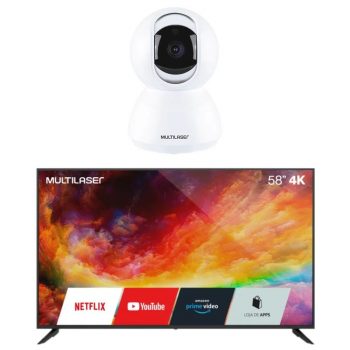 Compre Tela 58 Polegadas 4k Uhd Smart Com Wifi Integrado e Ganhe Câmera Robô Inteligente Full HD Wi-Fi Multilaser Liv - TL0391K