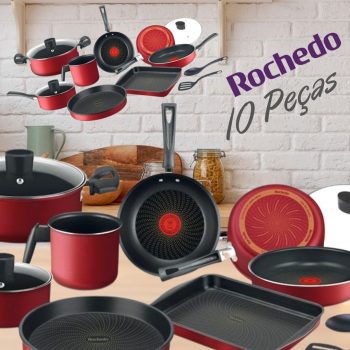Conjunto De Panelas Rochedo Limpa Fácil Vermelho - 10 Peças
