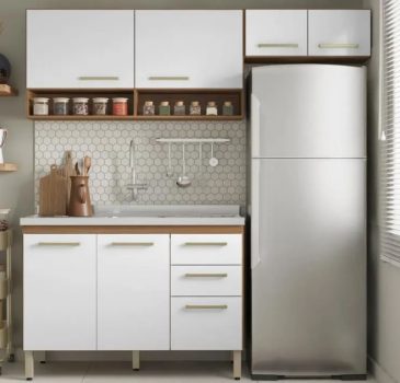 Cozinha Compacta Demóbile Dama Miss com Balcão - Nicho para Micro-ondas 7 Portas 2 Gavetas