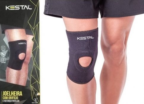 Joelheira com Orificio e Reforço Patelar, Kestal, Preto